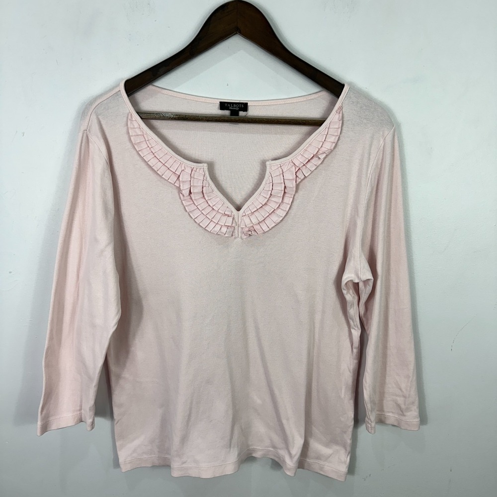 Talbots Top Women Large Pink Cotton Quiet Luxury Classic Feminine Elevated Basic